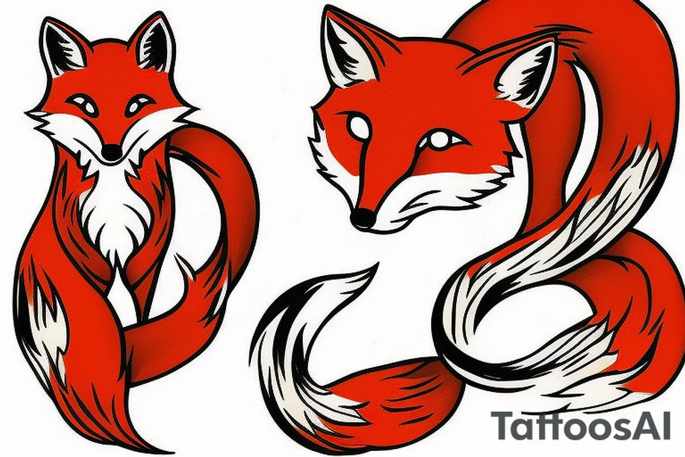 Two foxes in one tattoo
White fox + red fox side of thigh tattoo idea