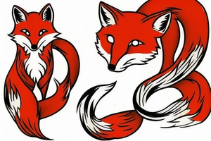 Two foxes in one tattoo
White fox + red fox side of thigh tattoo idea
