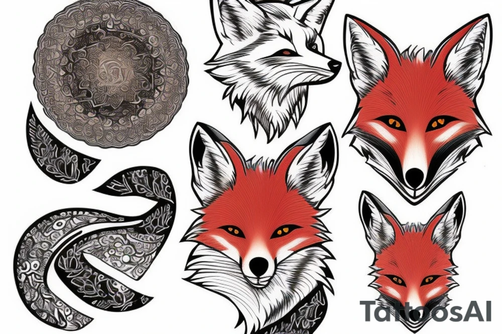 Two foxes in one tattoo
White fox + red fox side of thigh tattoo idea