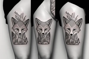 Two foxes in one tattoo
White fox + red fox side of thigh tattoo idea