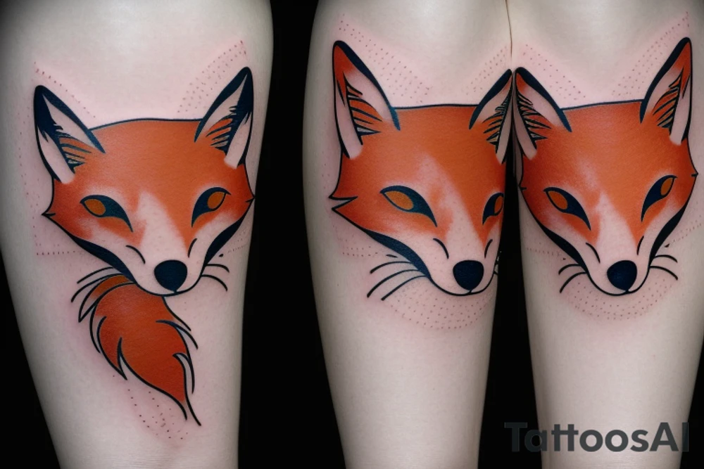 Two foxes in one tattoo
White fox + red fox side of thigh tattoo idea