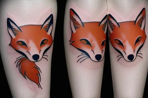 Two foxes in one tattoo
White fox + red fox side of thigh tattoo idea