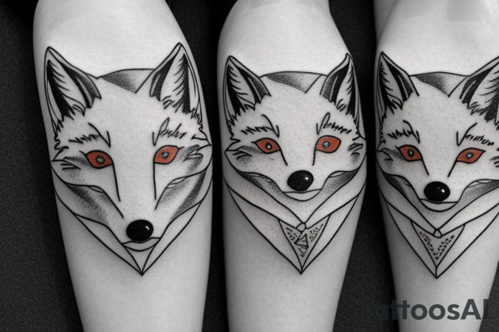 Two foxes in one tattoo
White fox + red fox side of thigh tattoo idea