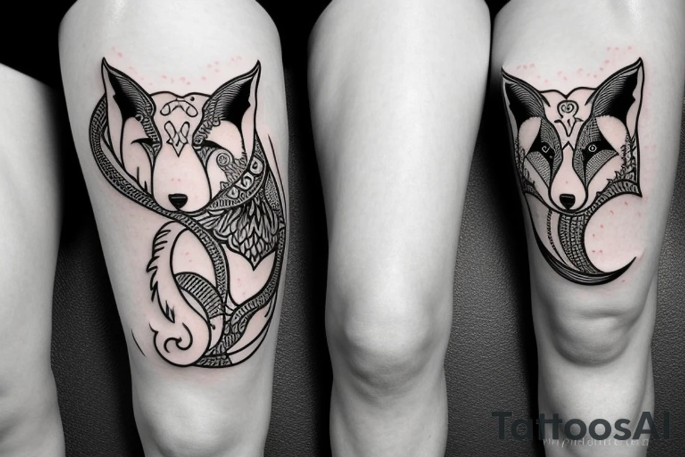 Ying Yang fox twins
White fox + red fox side of thigh tattoo idea