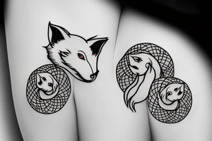 Ying Yang fox twins
White fox + red fox side of thigh tattoo idea