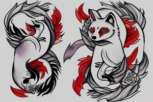Ying Yang fox twins
White fox + red fox side of thigh tattoo idea