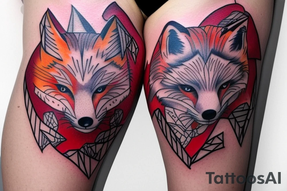Ying Yang fox twins
White fox + red fox side of thigh tattoo idea