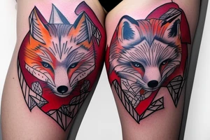 Ying Yang fox twins
White fox + red fox side of thigh tattoo idea