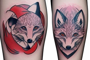 Ying Yang fox twins
White fox + red fox side of thigh tattoo idea