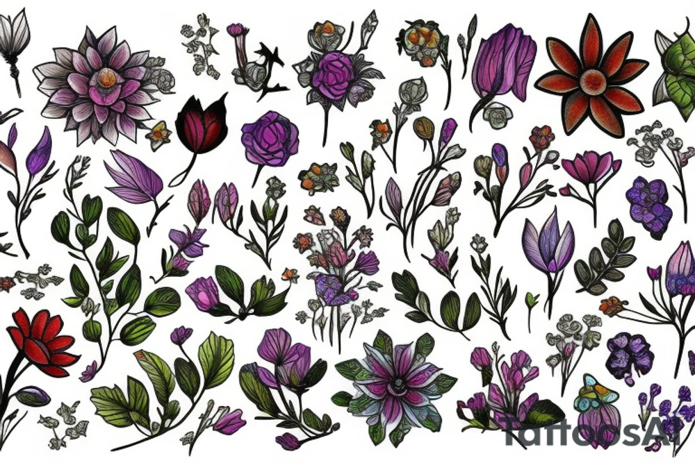 Wildflowers with faeries tattoo idea