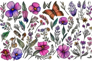 Wildflowers with faeries tattoo idea