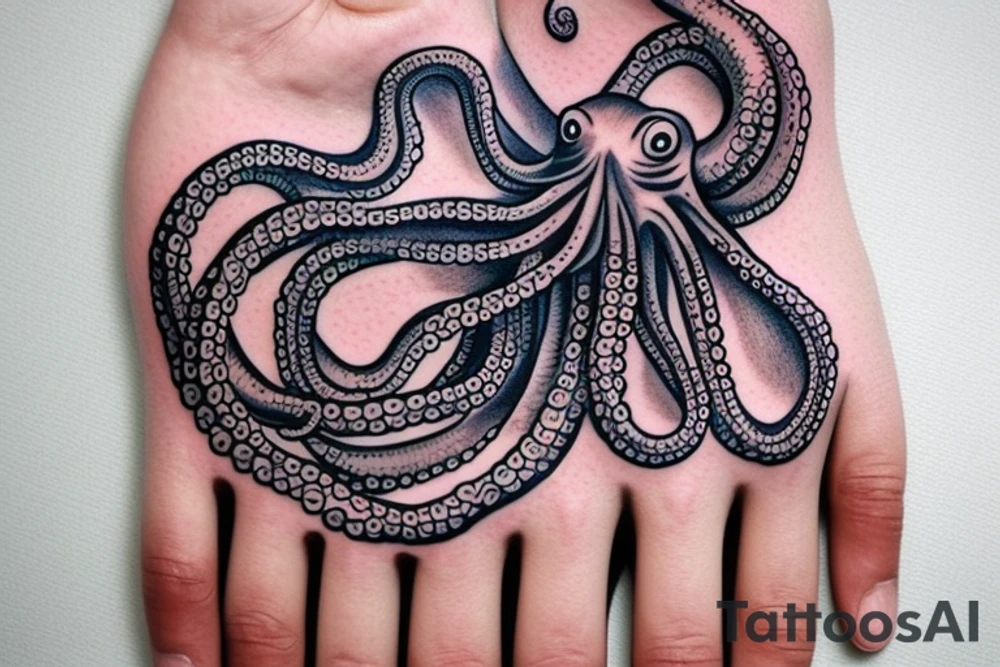 octopus on the back of the hand tattoo idea