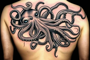 horror octopus on the back of the hand tattoo idea