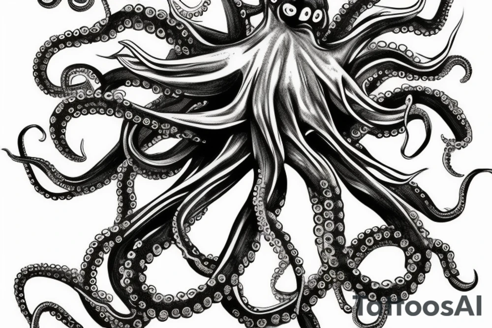 horror octopus on the back of the hand tattoo idea