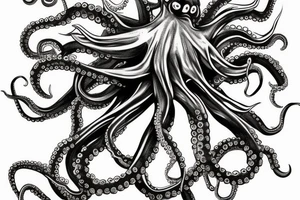 horror octopus on the back of the hand tattoo idea