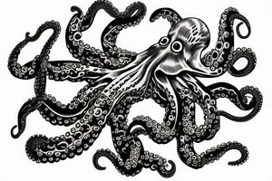 japanese horror octopus on the back of the hand tattoo idea