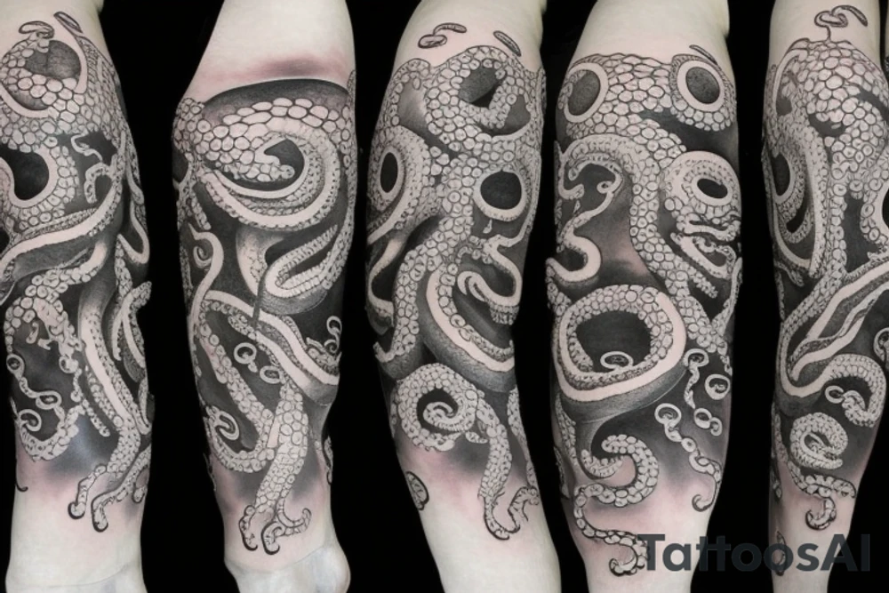 japanese horror octopus tattoo idea