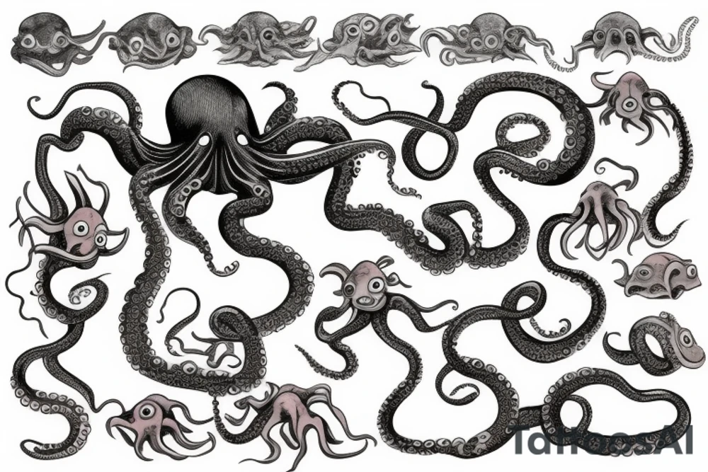 mutated octopus tattoo idea