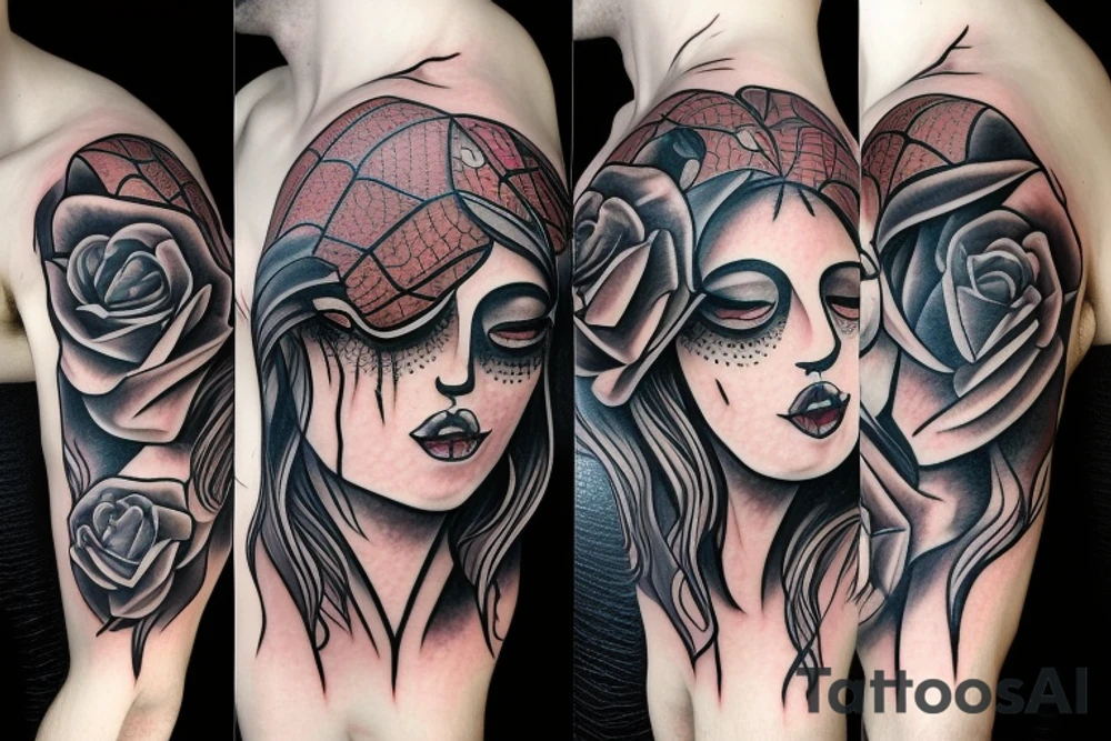 spider with a woman's head tattoo idea