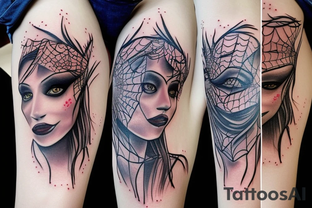 spider with a woman's head tattoo idea