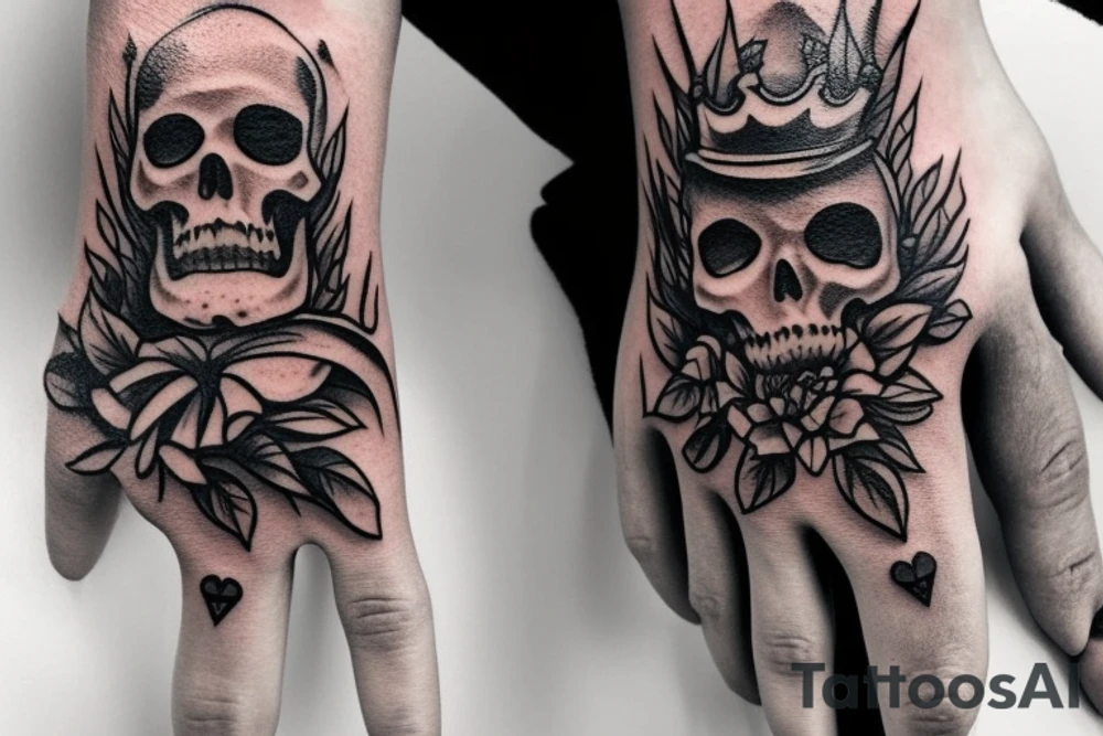 Skeleton king and queen hand tattoos tattoo idea