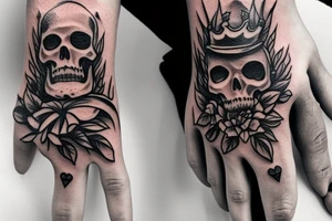 Skeleton king and queen hand tattoos tattoo idea