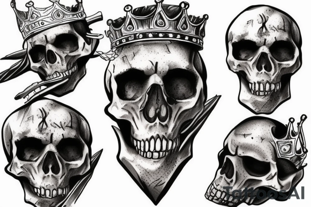 Realistic skeleton king tattoo idea