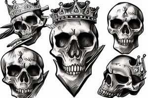 Realistic skeleton king tattoo idea