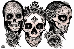 Realistic skeleton queen tattoo idea