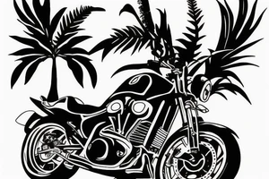 silhouette of a motorbike with the New Zealand fern tattoo idea