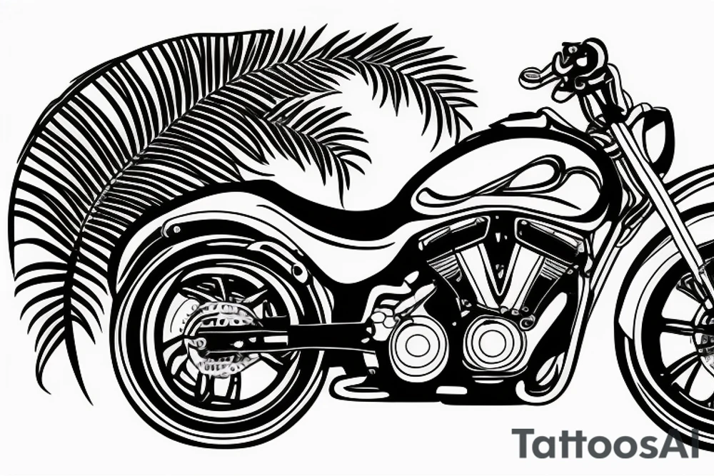 silhouette of a motorbike with the New Zealand fern tattoo idea