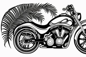 silhouette of a motorbike with the New Zealand fern tattoo idea