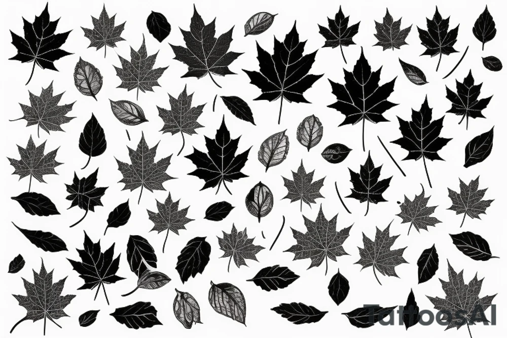 4 Maple leaves falling tattoo idea