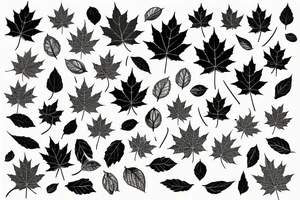 4 Maple leaves falling tattoo idea