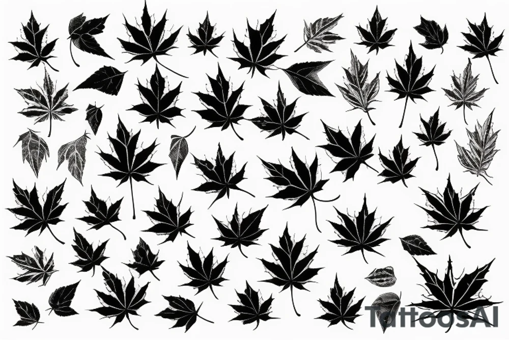 Falling maple leaves tattoo idea