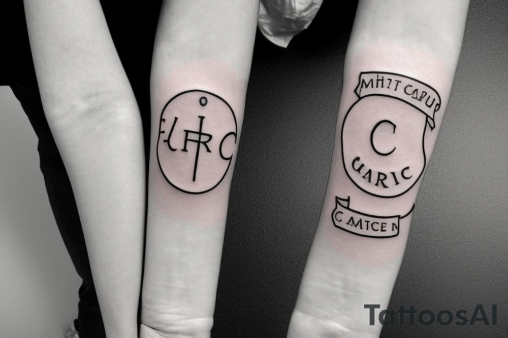 simple minimalistisc forearm tattoo with the meaning of Cathryn name "Pure" tattoo idea