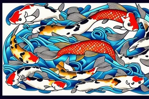 Koi fish swimming upstream tattoo idea