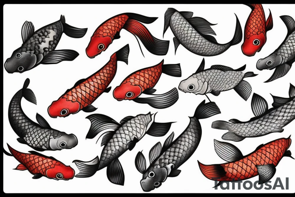 Koi fish swimming upstream tattoo idea