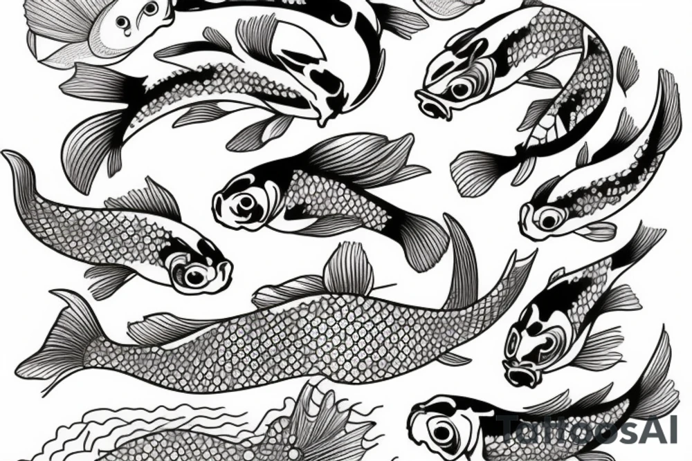 Koi fish swimming upstream tattoo idea