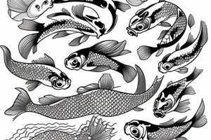 Koi fish swimming upstream tattoo idea
