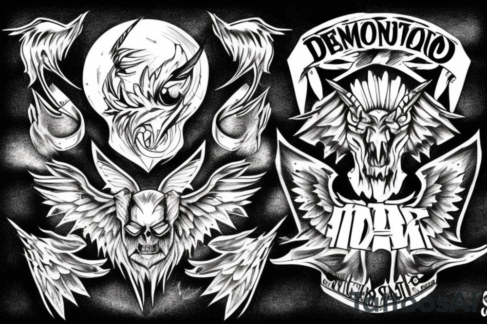 A demon and an angle fighting over PTSD tattoo idea