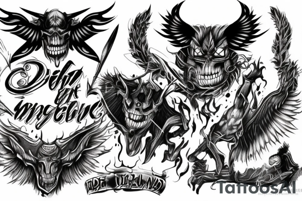 A demon and an angle fighting over PTSD tattoo idea