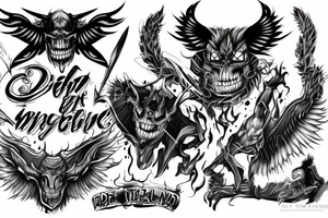 A demon and an angle fighting over PTSD tattoo idea