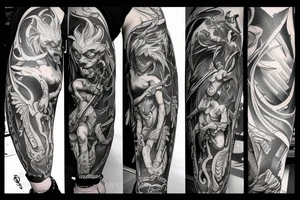 A demon fighting an Angle over PTSD tattoo idea
