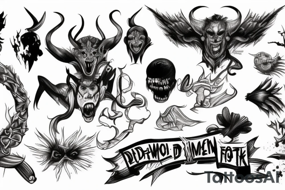 A demon fighting an Angle over PTSD tattoo idea