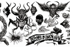 A demon fighting an Angle over PTSD tattoo idea