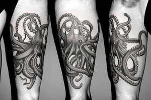 3D Octopus on the leg tattoo idea