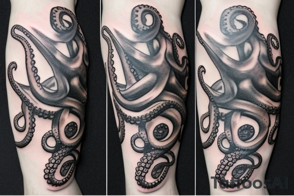 3D Octopus on the leg tattoo idea