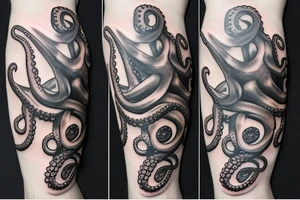 3D Octopus on the leg tattoo idea