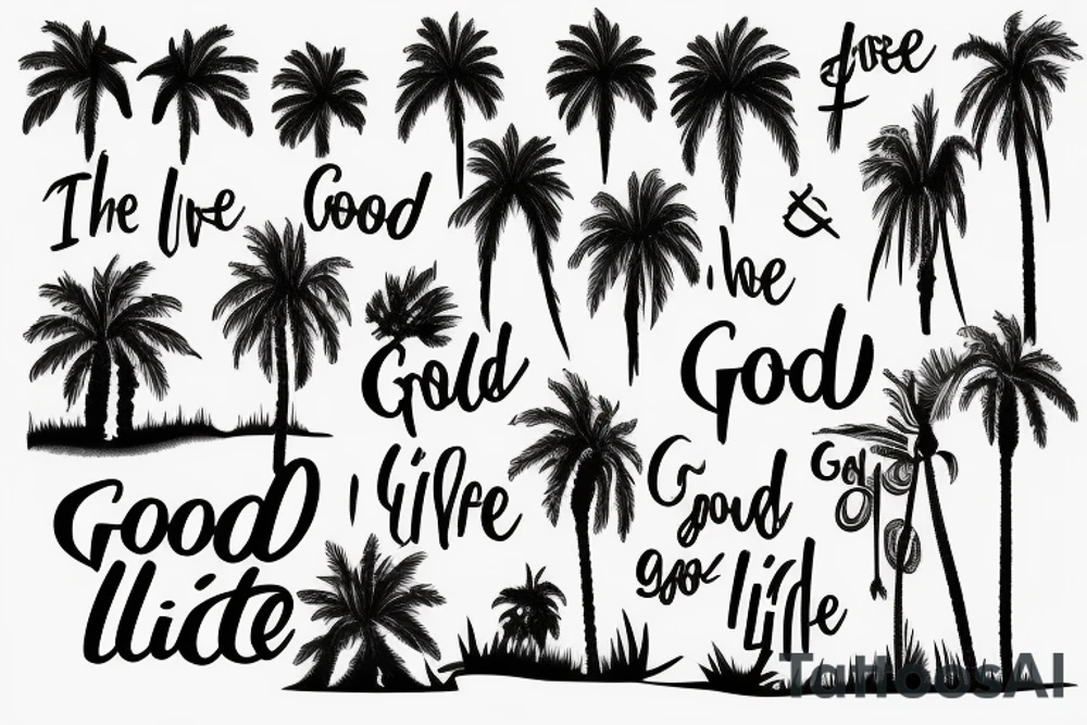 Elements of new mexico, california and utah to include a palm tree and the words "the good life" tattoo idea